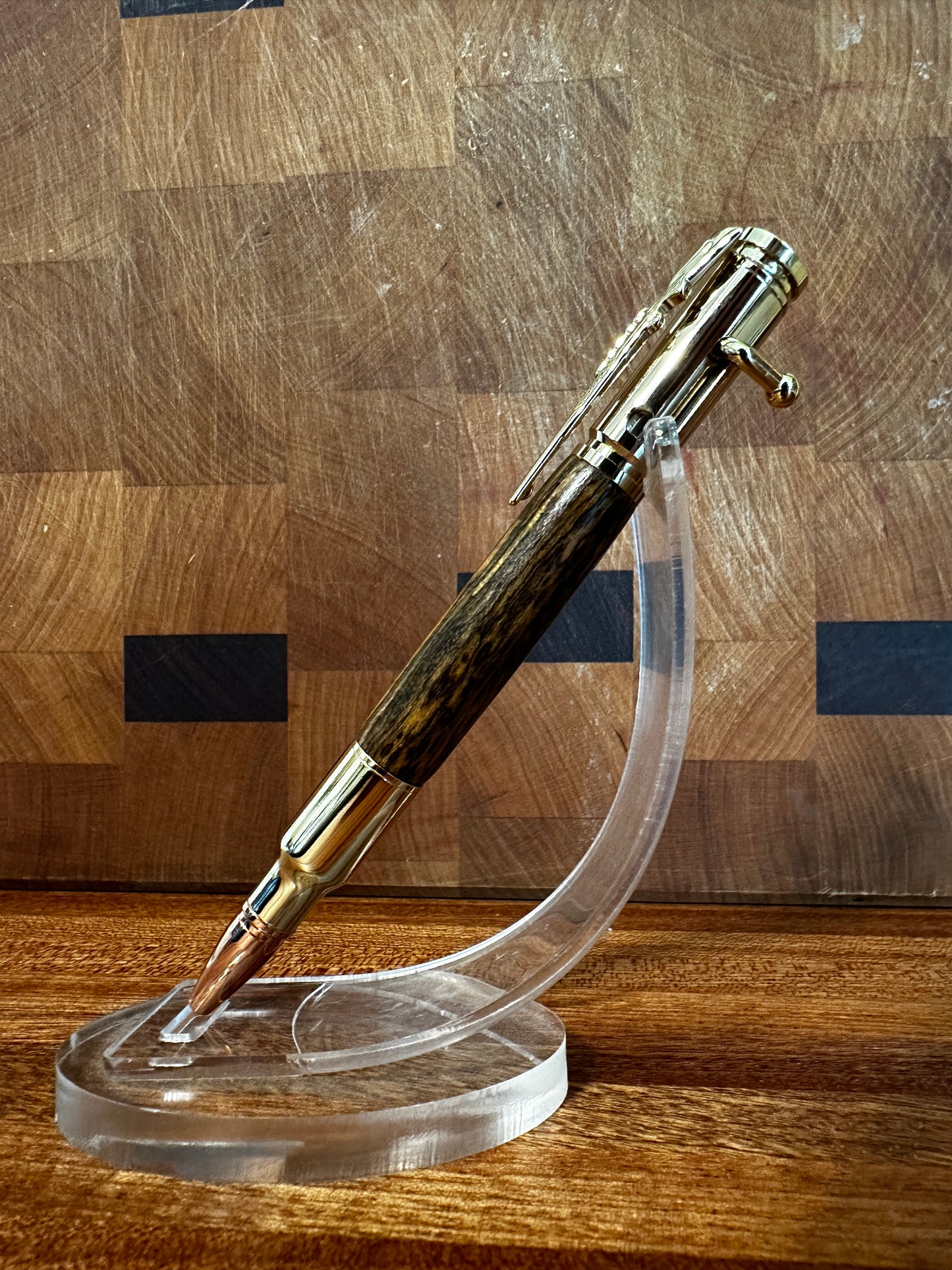 PSI "Bolt Action" Pen, Gold Hardware with Bocote wood