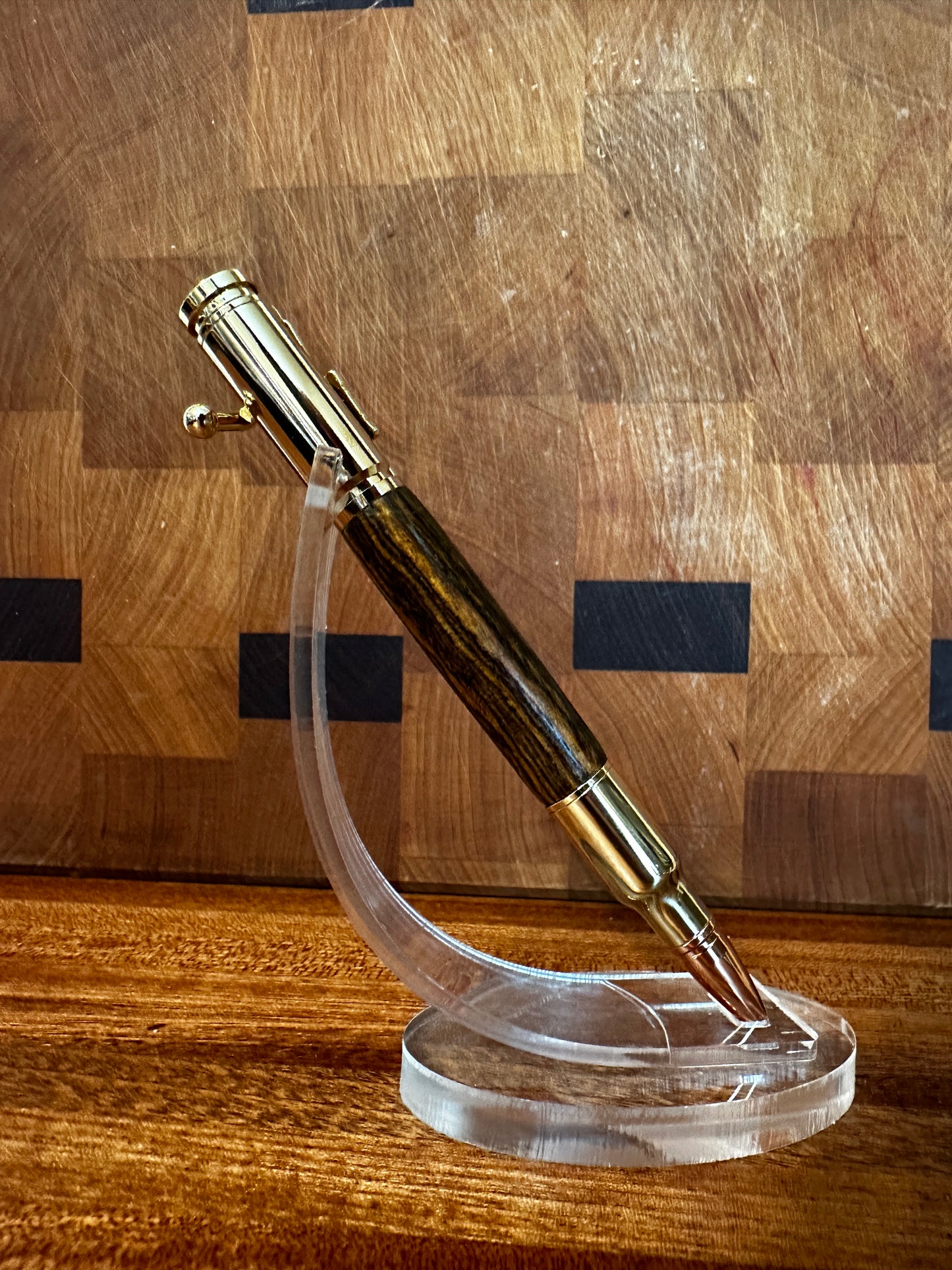 PSI "Bolt Action" Pen, Gold Hardware with Bocote wood