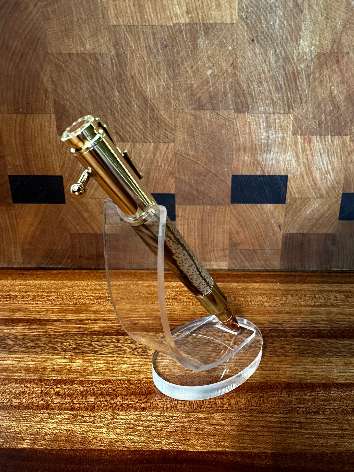 PSI "Bolt Action" Pen, Gold Hardware with Zebrawood