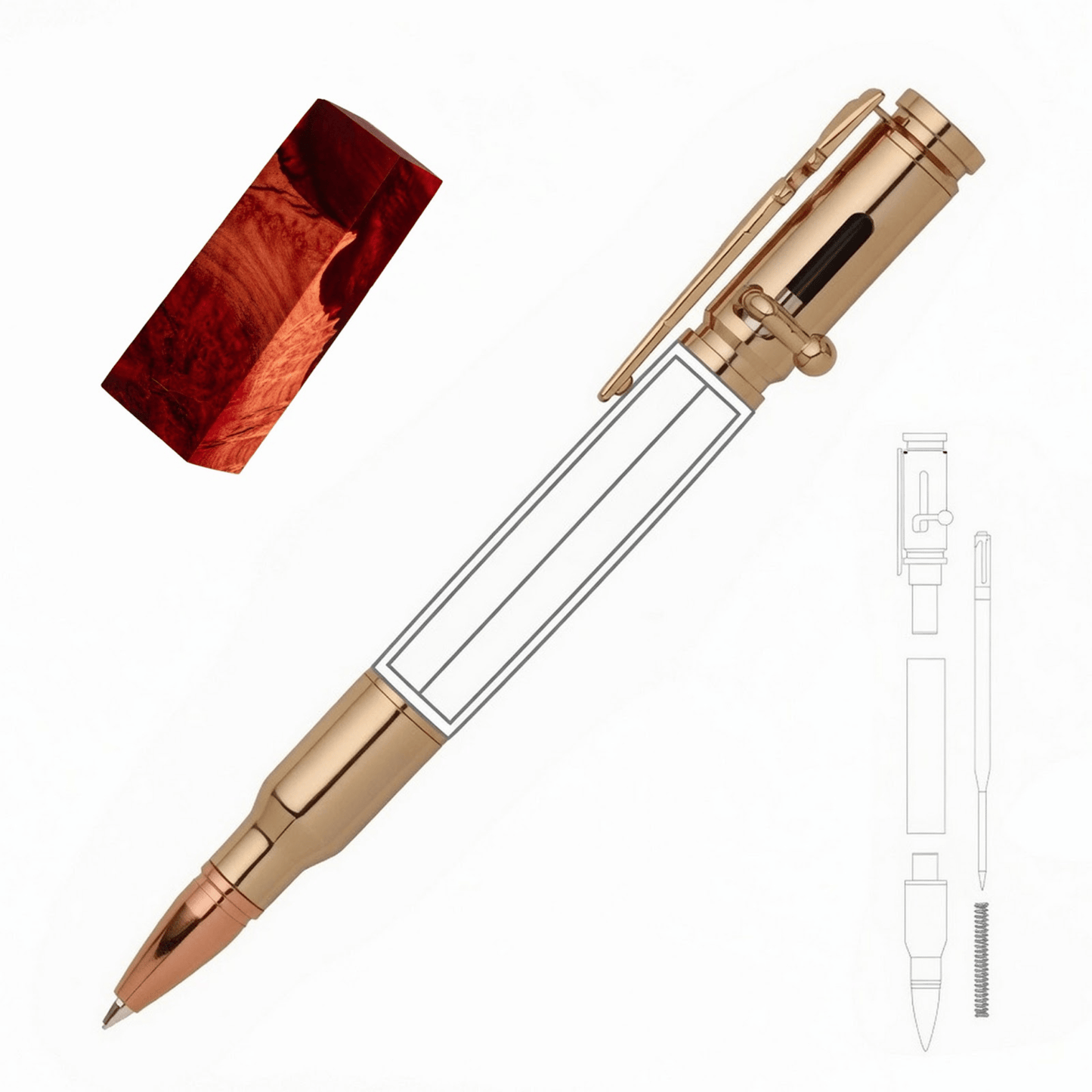 30 Cal Bolt Action Pen - White Oaks Woodworking