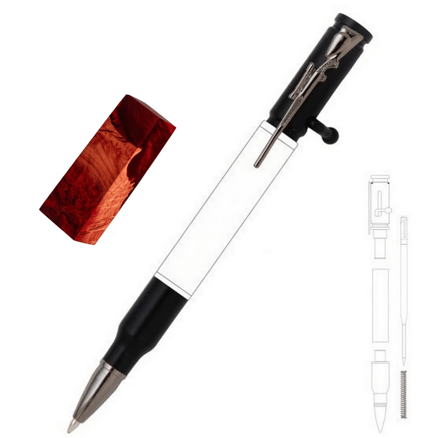 30 Cal Bolt Action Pen - White Oaks Woodworking