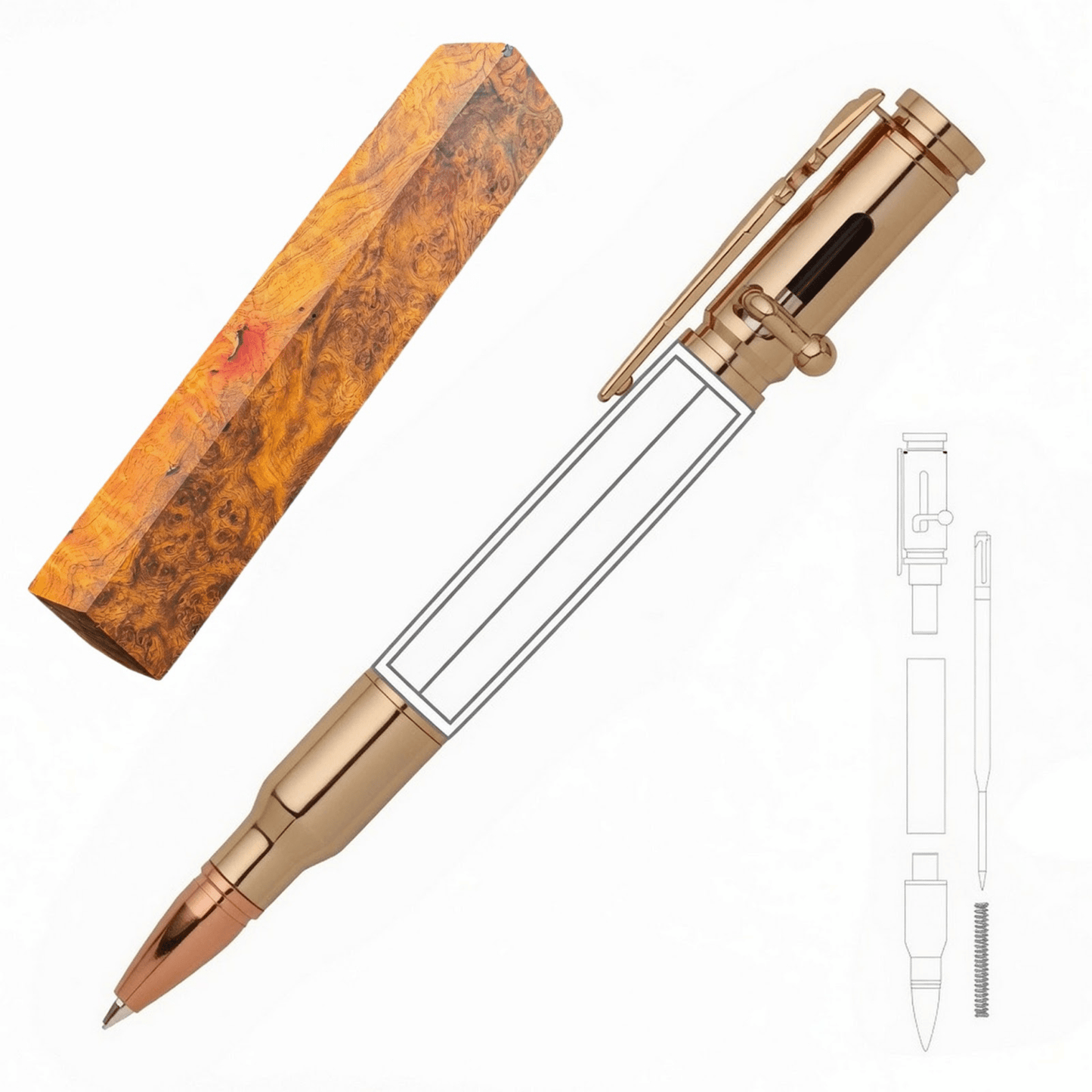 30 Cal Bolt Action Pen - White Oaks Woodworking
