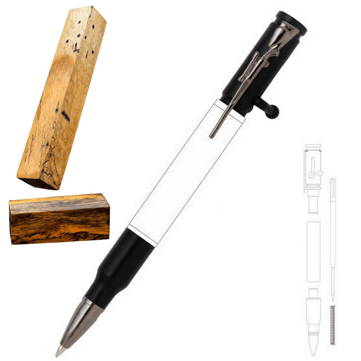 30 Cal Bolt Action Pen - White Oaks Woodworking