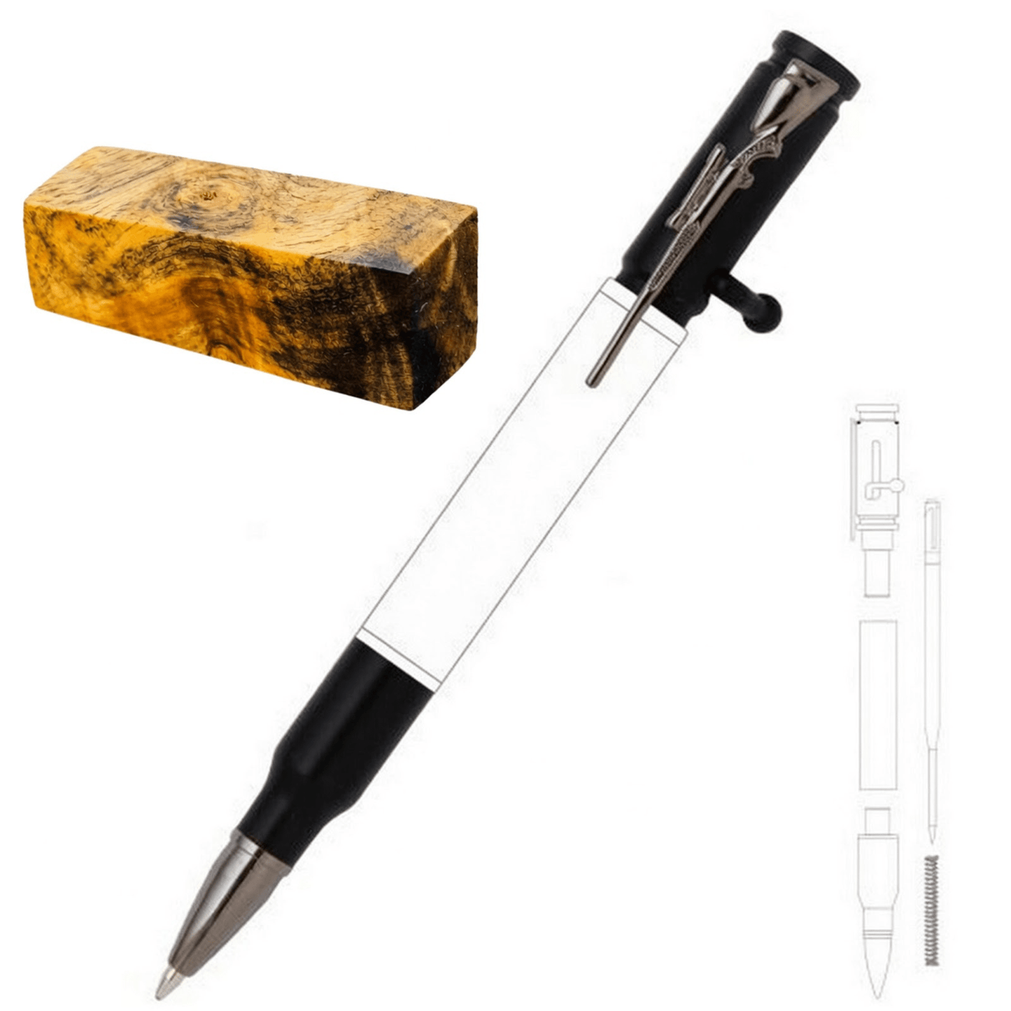 30 Cal Bolt Action Pen - White Oaks Woodworking