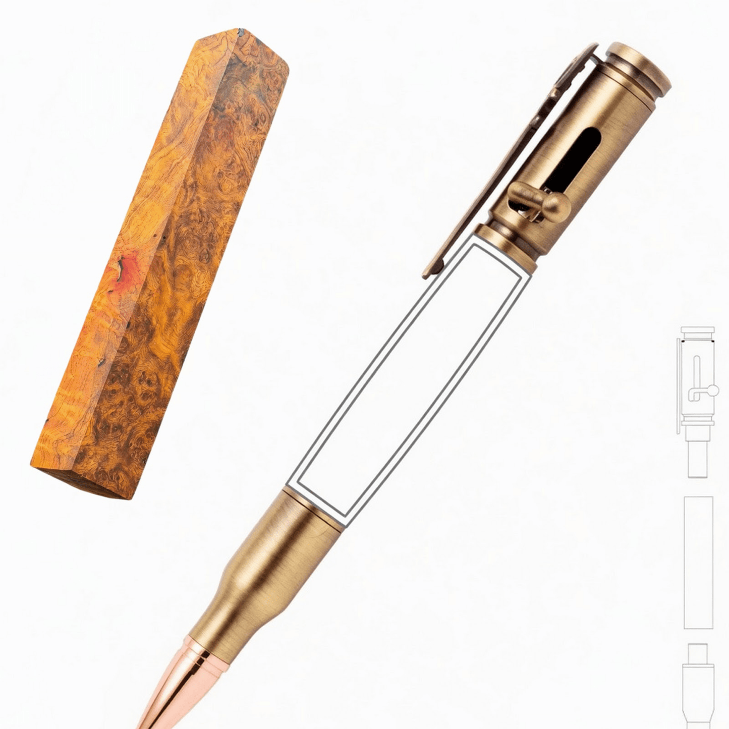 30 Cal Bolt Action Pen - White Oaks Woodworking