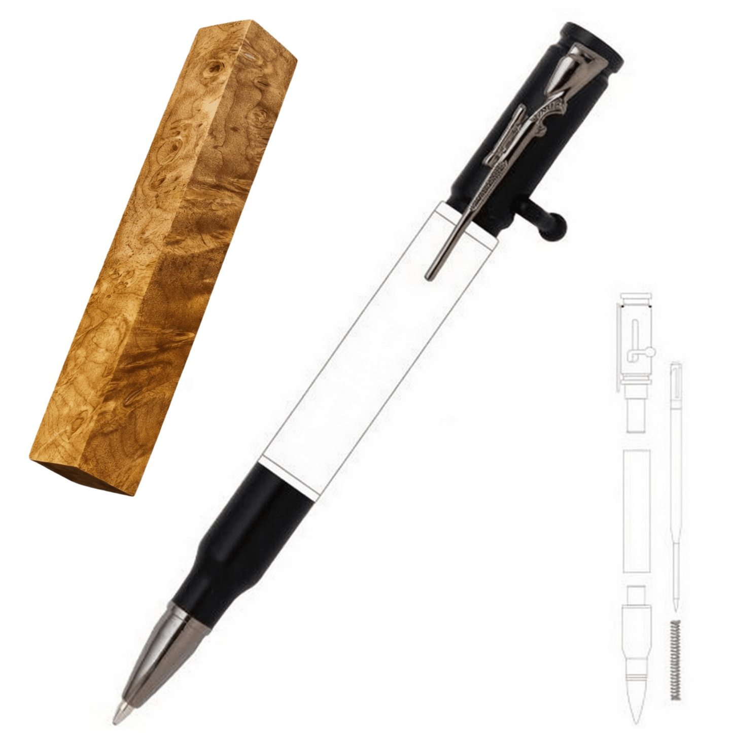 30 Cal Bolt Action Pen - White Oaks Woodworking