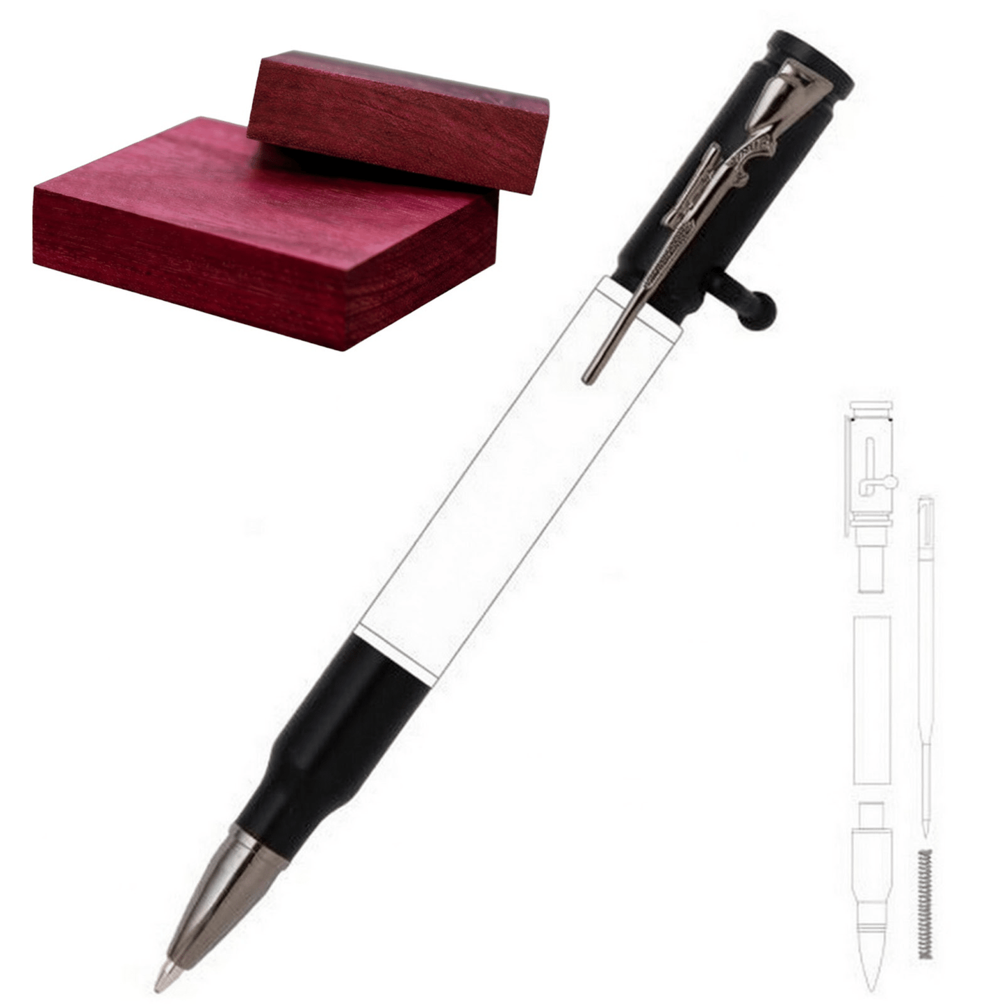 30 Cal Bolt Action Pen - White Oaks Woodworking
