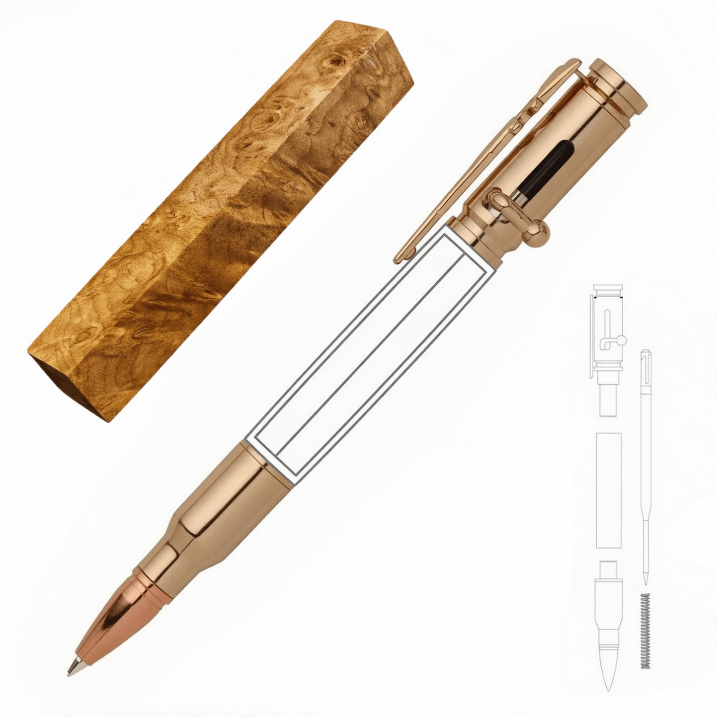 30 Cal Bolt Action Pen - White Oaks Woodworking