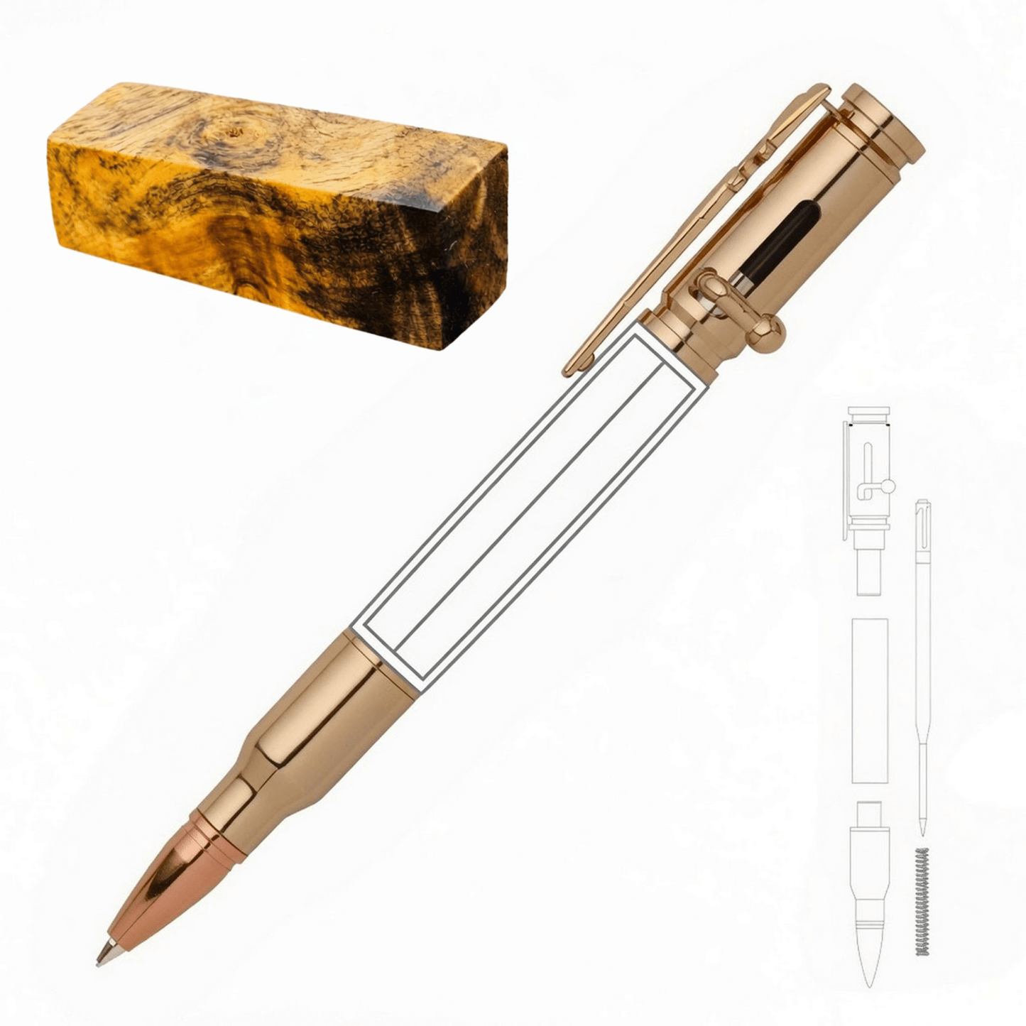 30 Cal Bolt Action Pen - White Oaks Woodworking