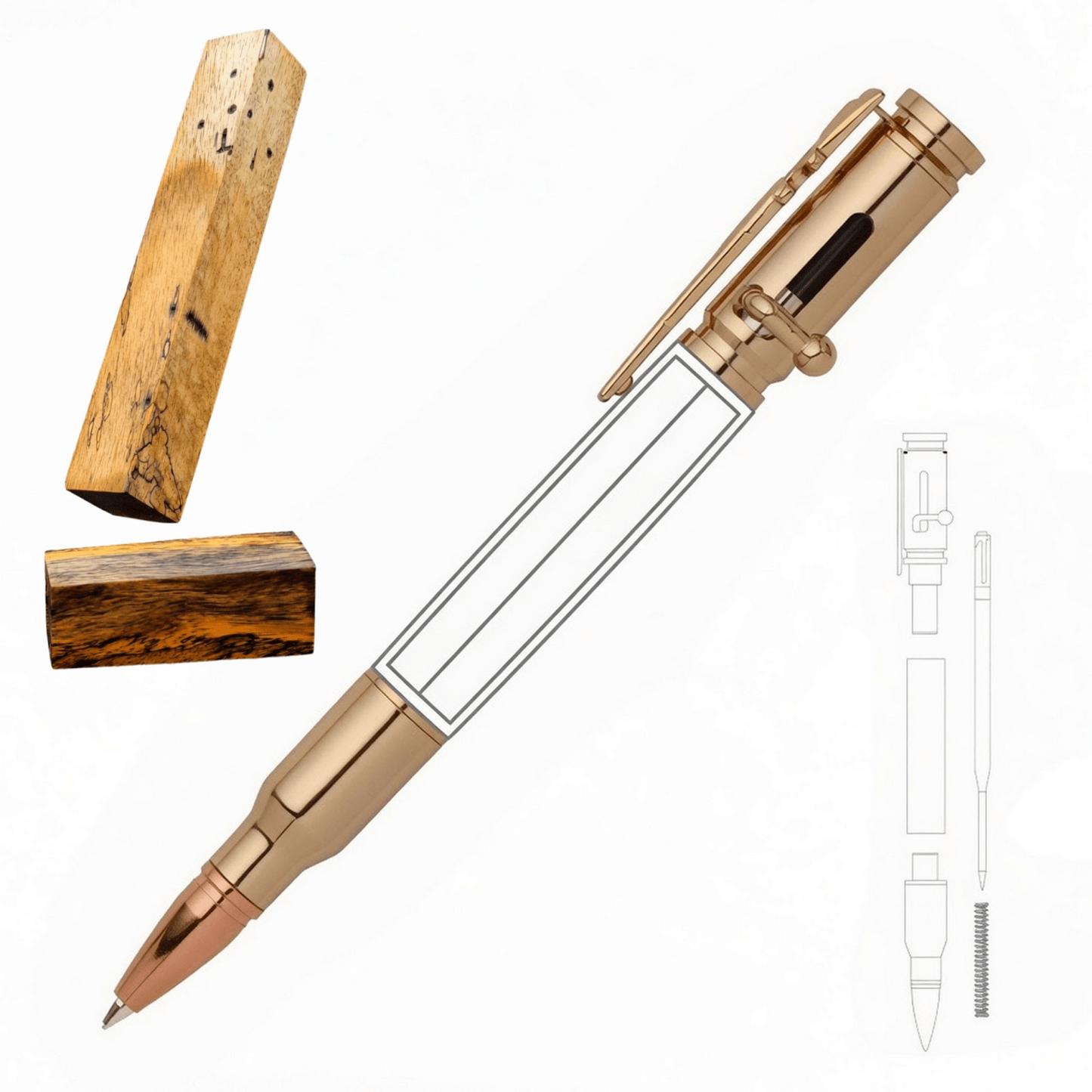 30 Cal Bolt Action Pen - White Oaks Woodworking