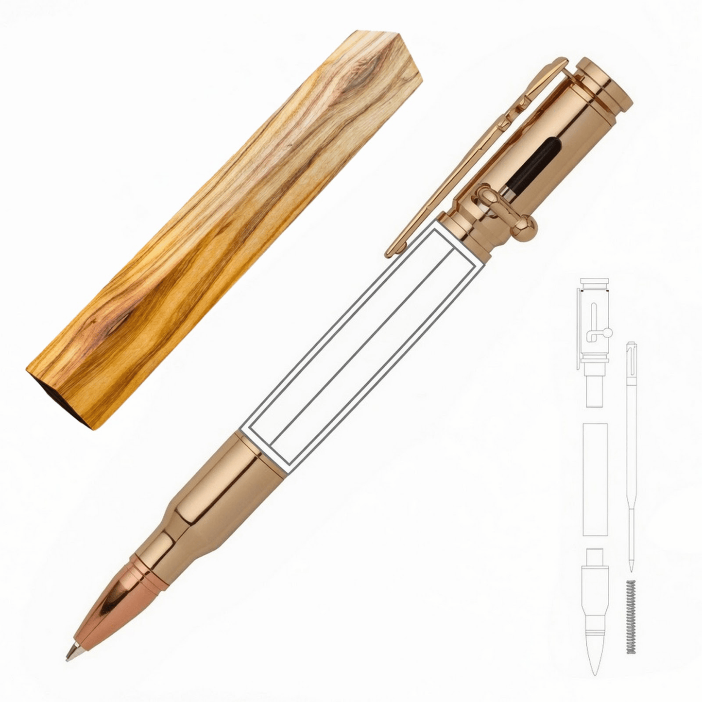 30 Cal Bolt Action Pen - White Oaks Woodworking
