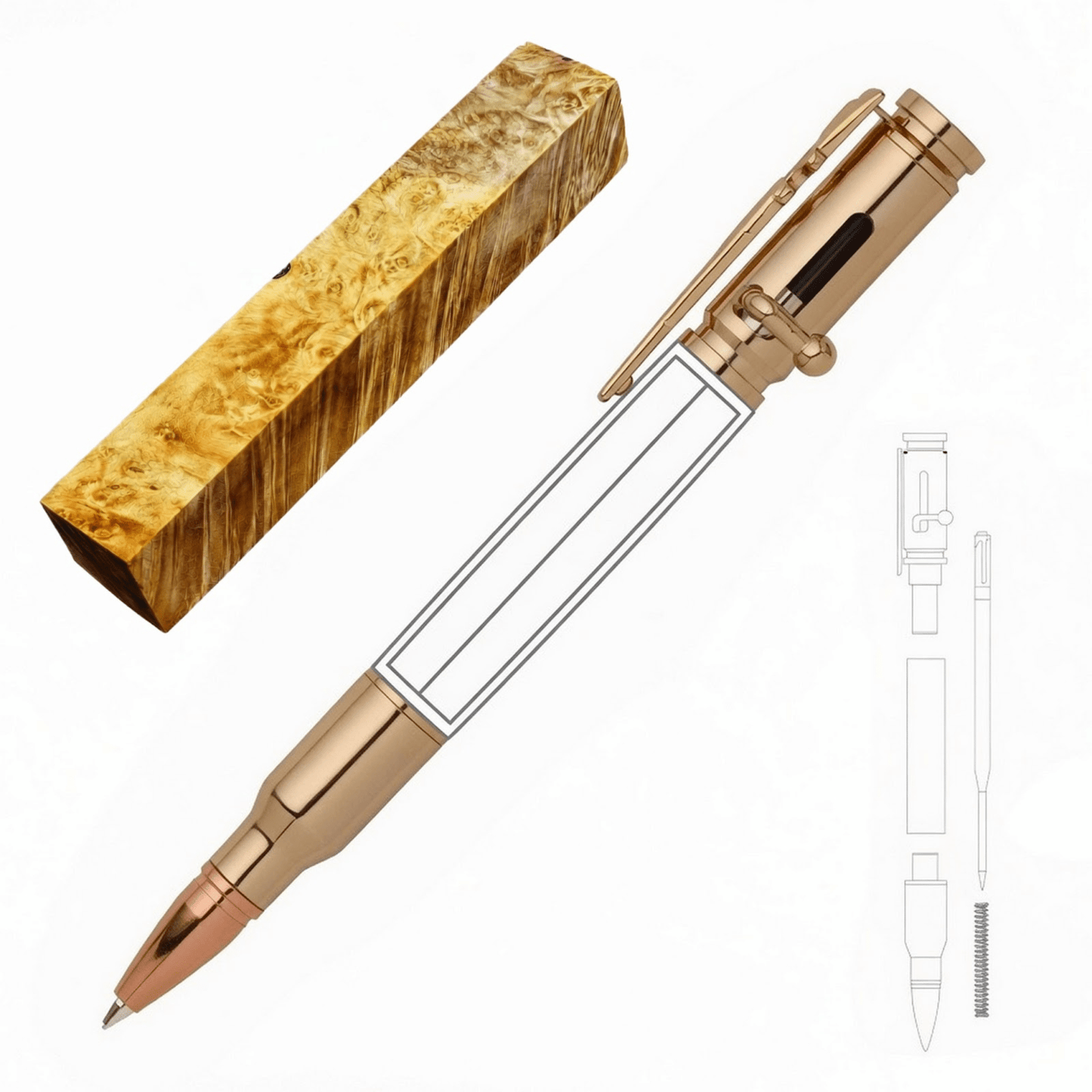 30 Cal Bolt Action Pen - White Oaks Woodworking