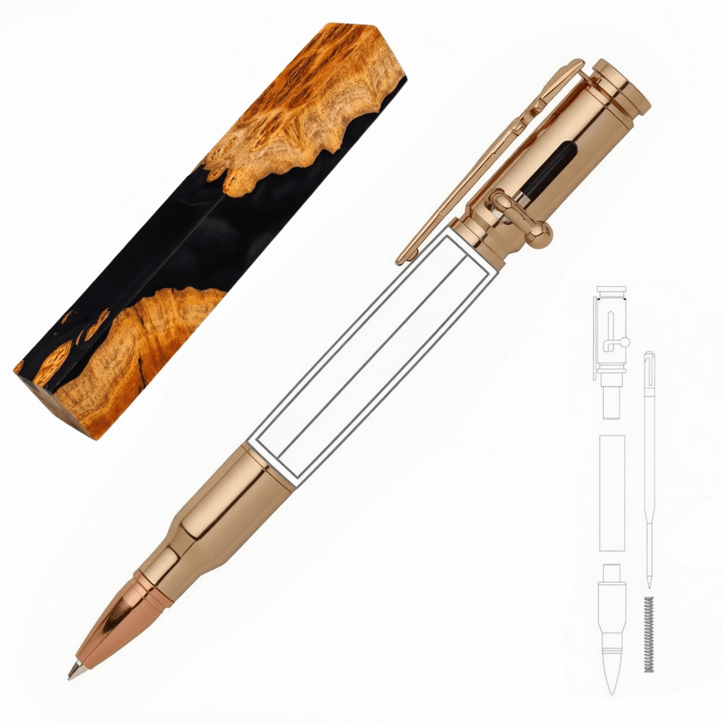 30 Cal Bolt Action Pen - White Oaks Woodworking