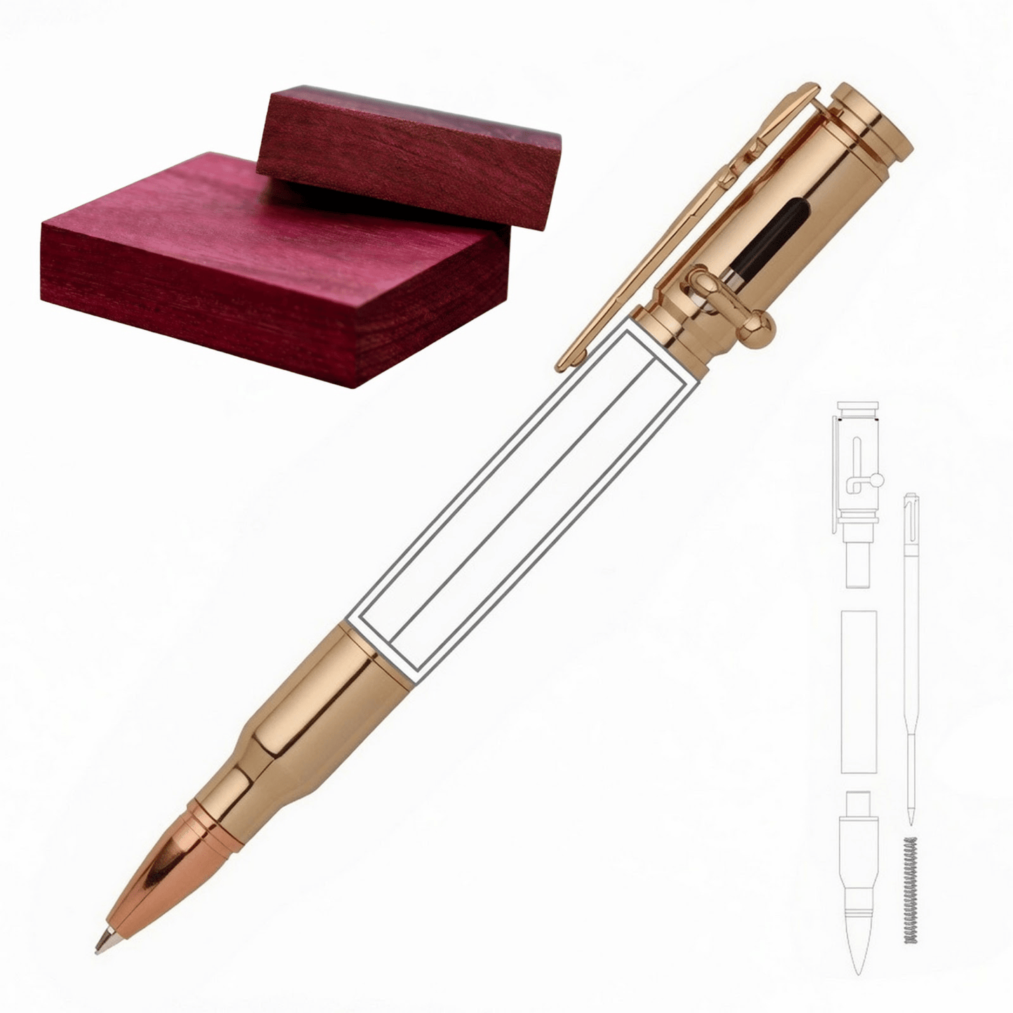 30 Cal Bolt Action Pen - White Oaks Woodworking