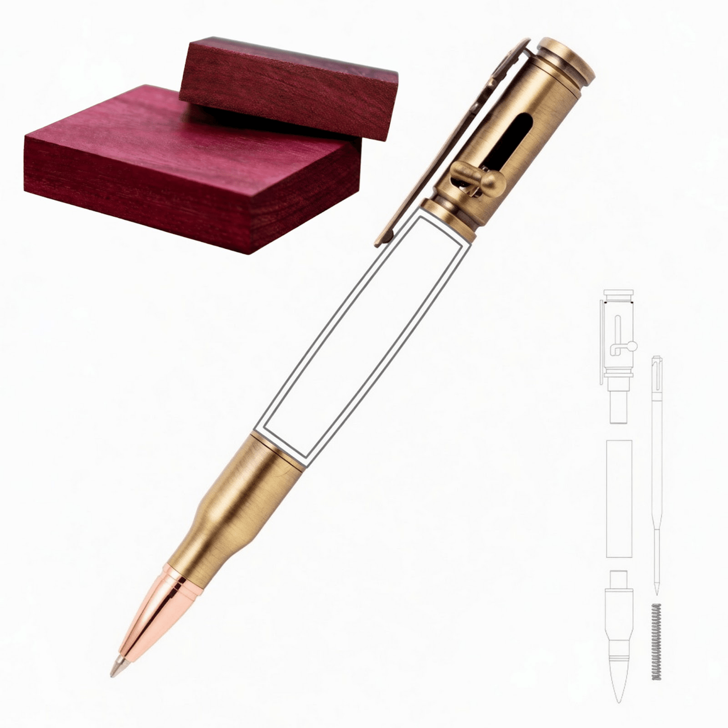 30 Cal Bolt Action Pen - White Oaks Woodworking