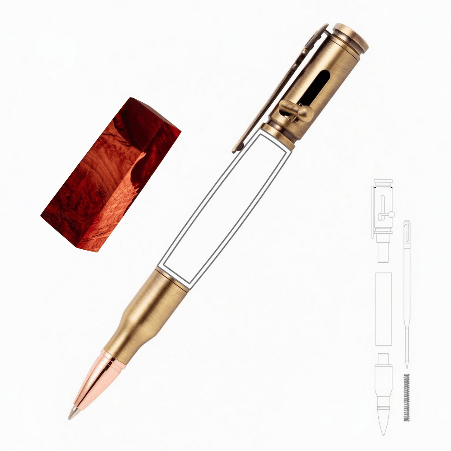 30 Cal Bolt Action Pen - White Oaks Woodworking