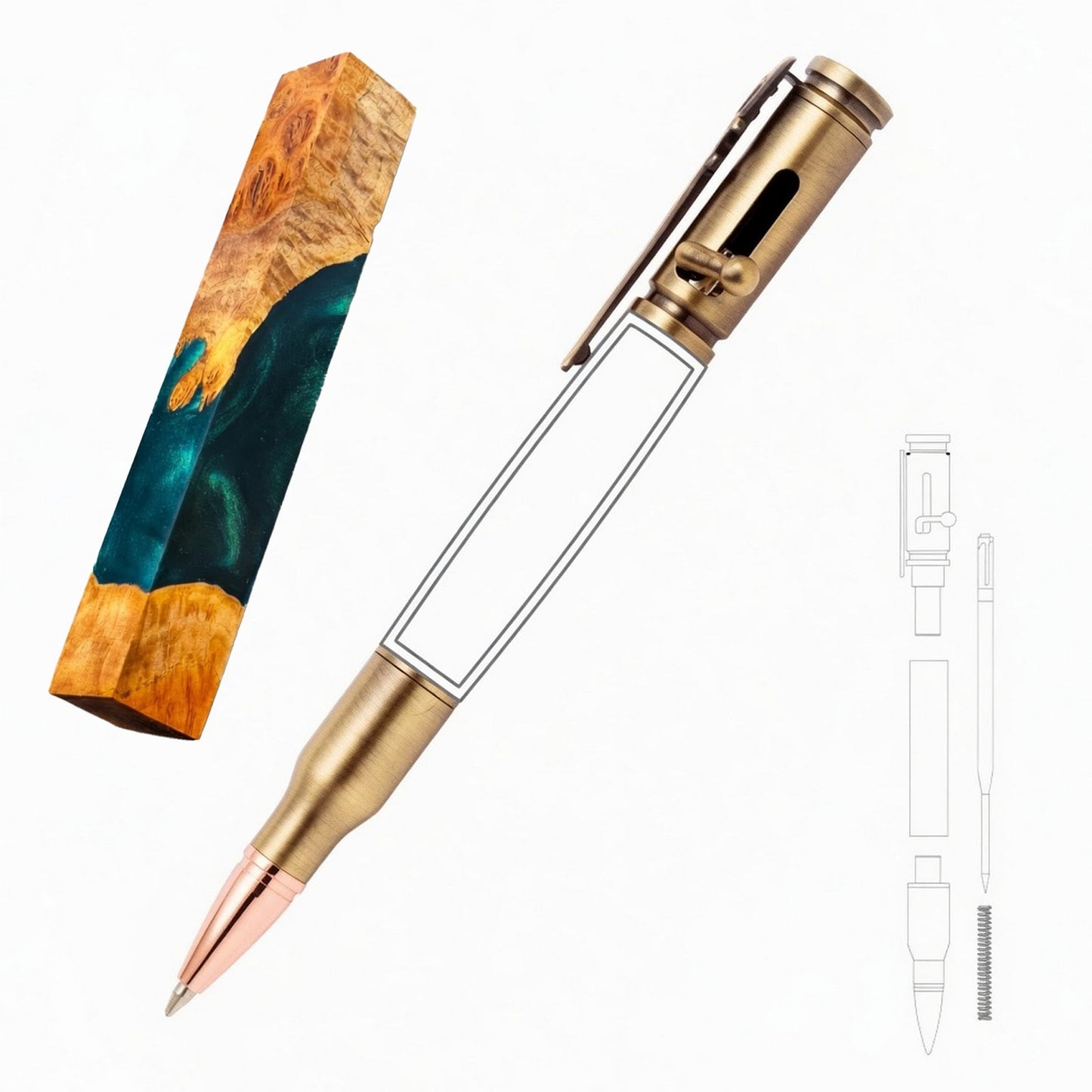 30 Cal Bolt Action Pen - White Oaks Woodworking
