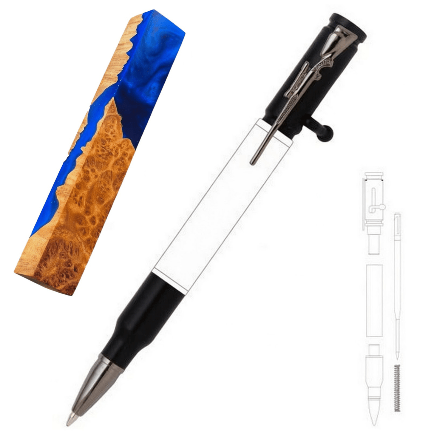 30 Cal Bolt Action Pen - White Oaks Woodworking