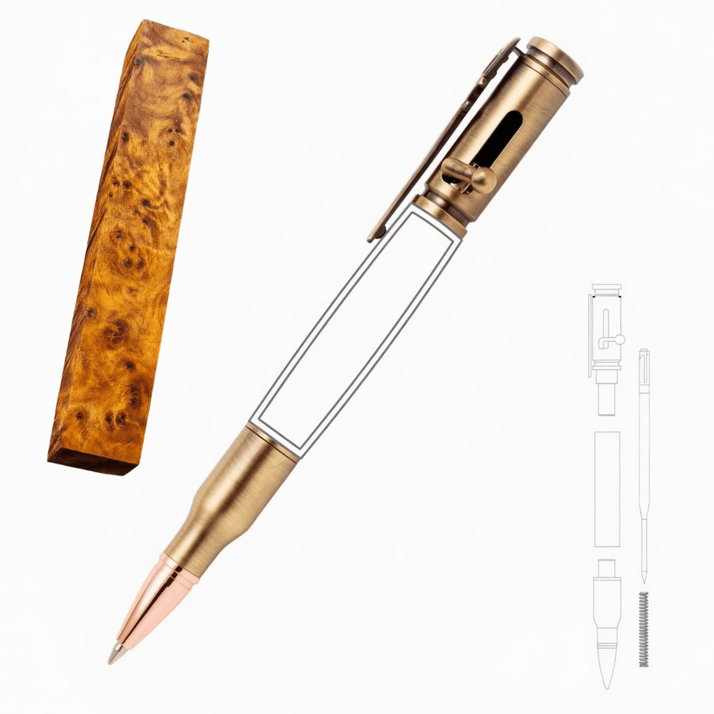 30 Cal Bolt Action Pen - White Oaks Woodworking