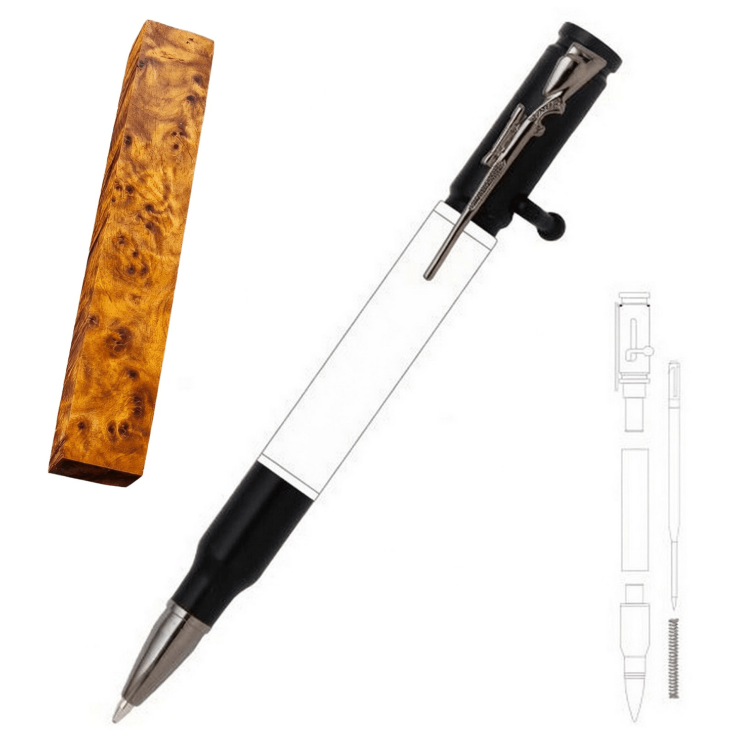 30 Cal Bolt Action Pen - White Oaks Woodworking