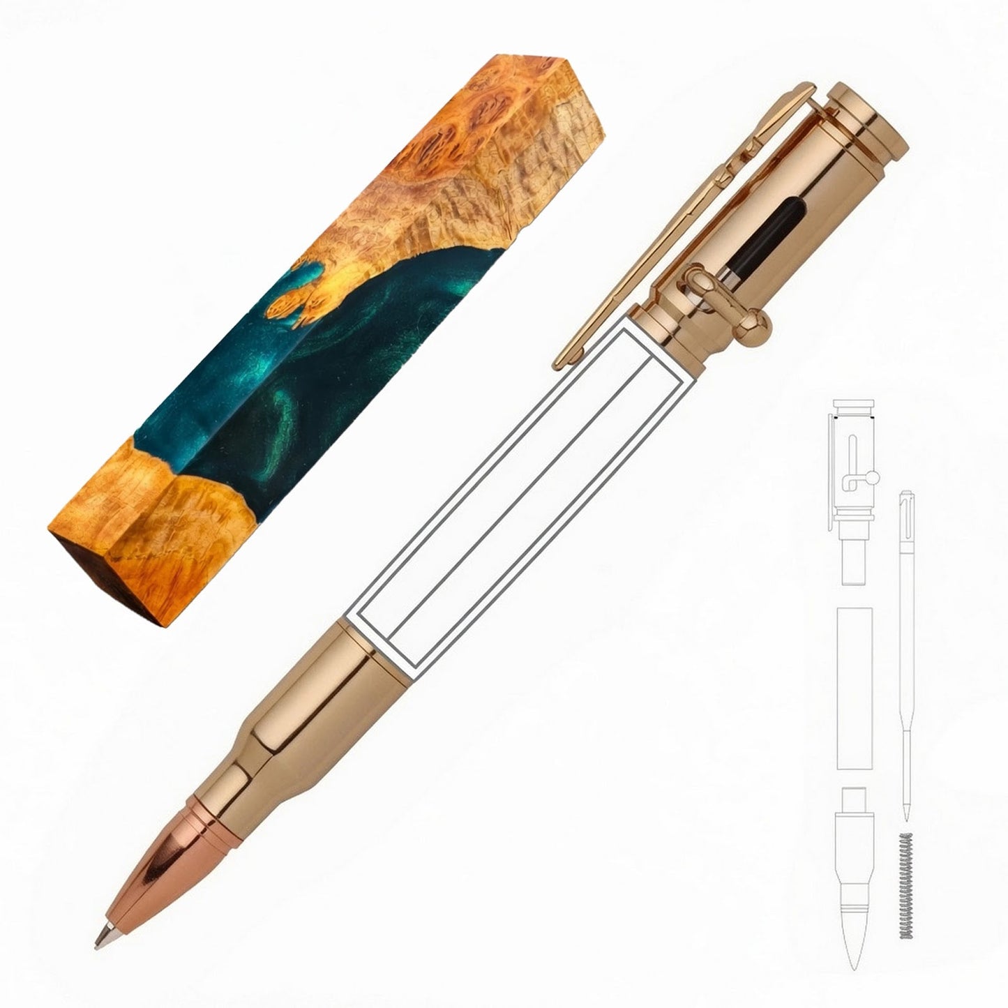 30 Cal Bolt Action Pen - White Oaks Woodworking