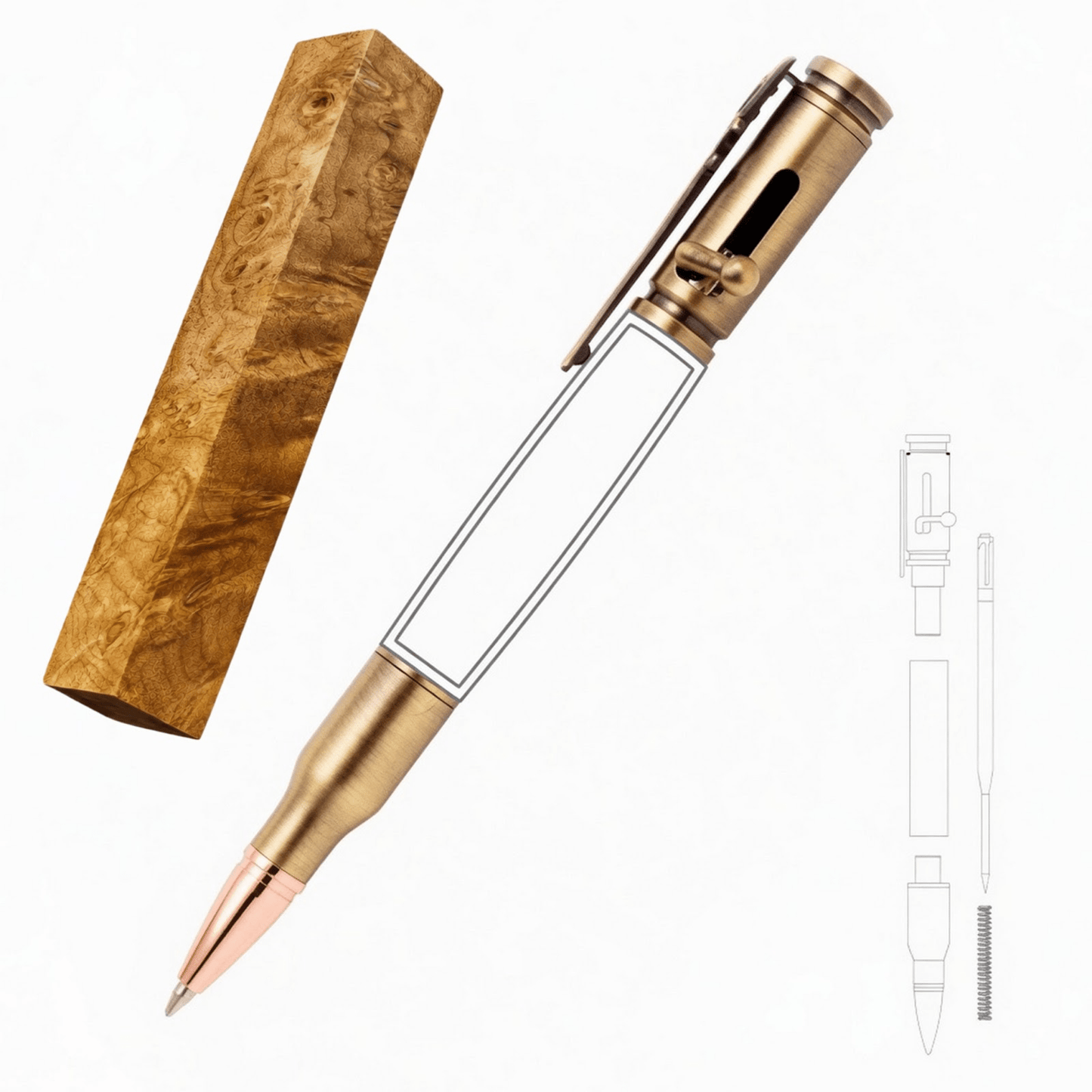 30 Cal Bolt Action Pen - White Oaks Woodworking