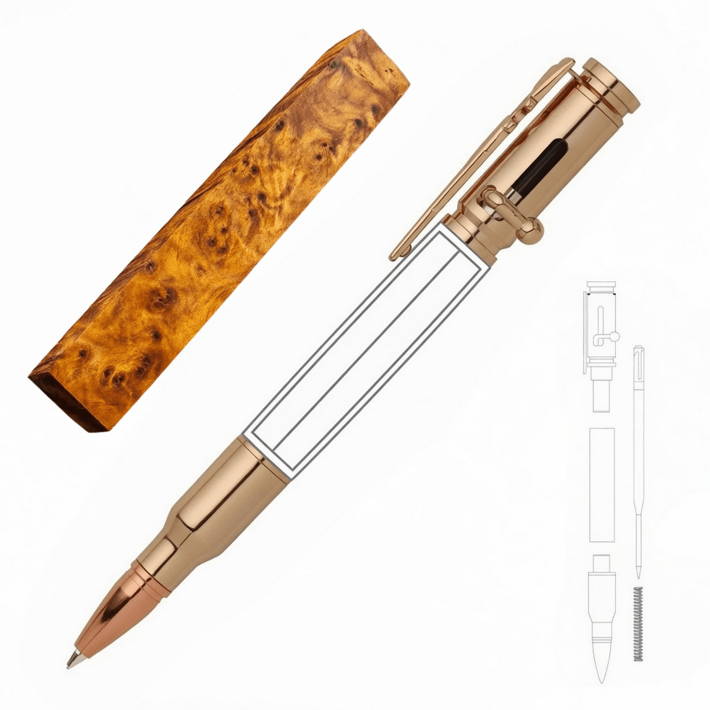 30 Cal Bolt Action Pen - White Oaks Woodworking
