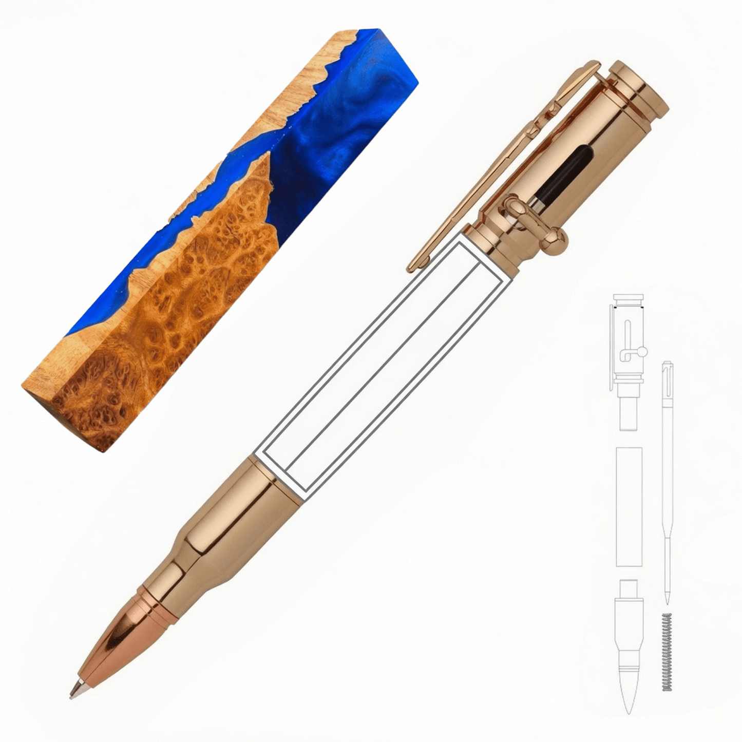 30 Cal Bolt Action Pen - White Oaks Woodworking