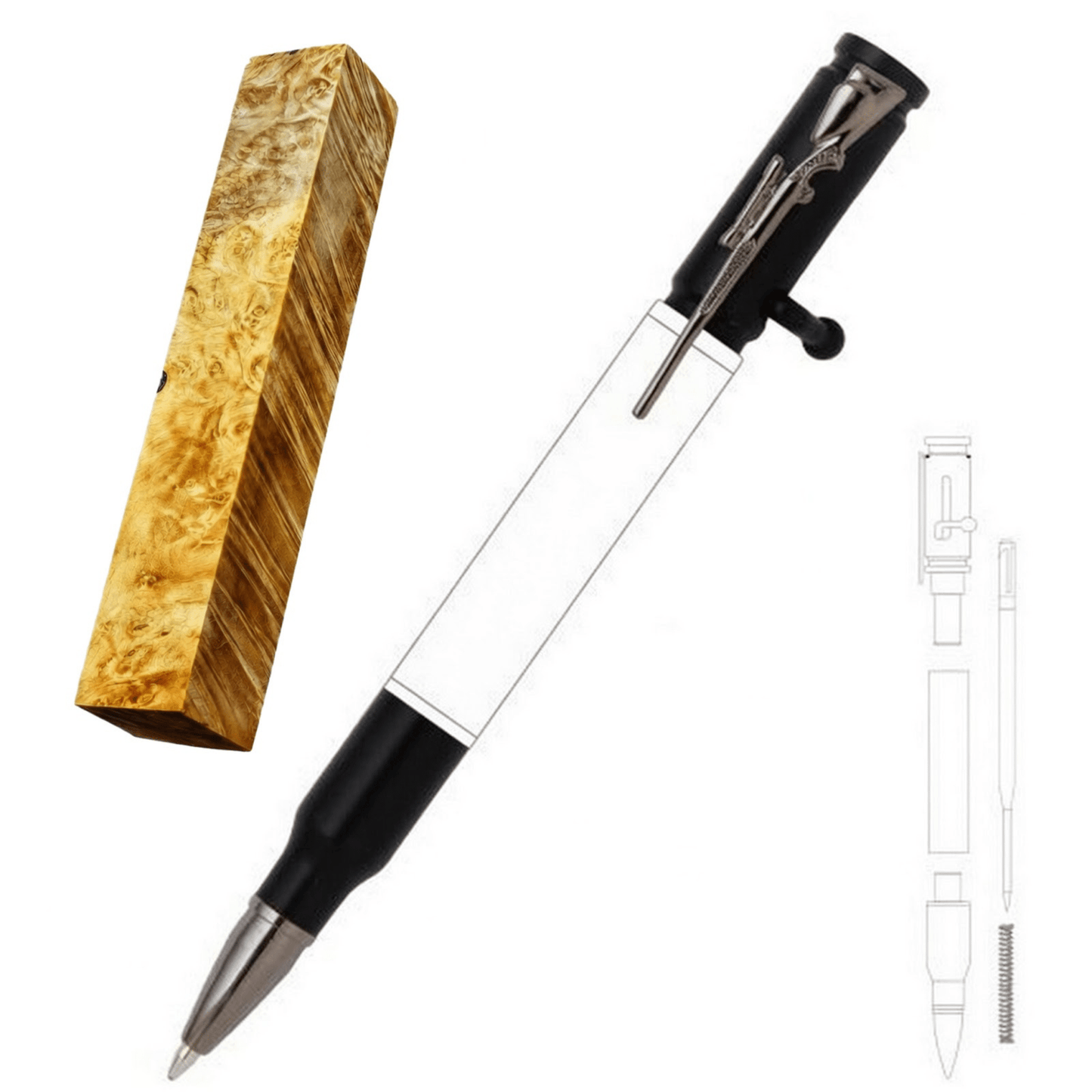 30 Cal Bolt Action Pen - White Oaks Woodworking