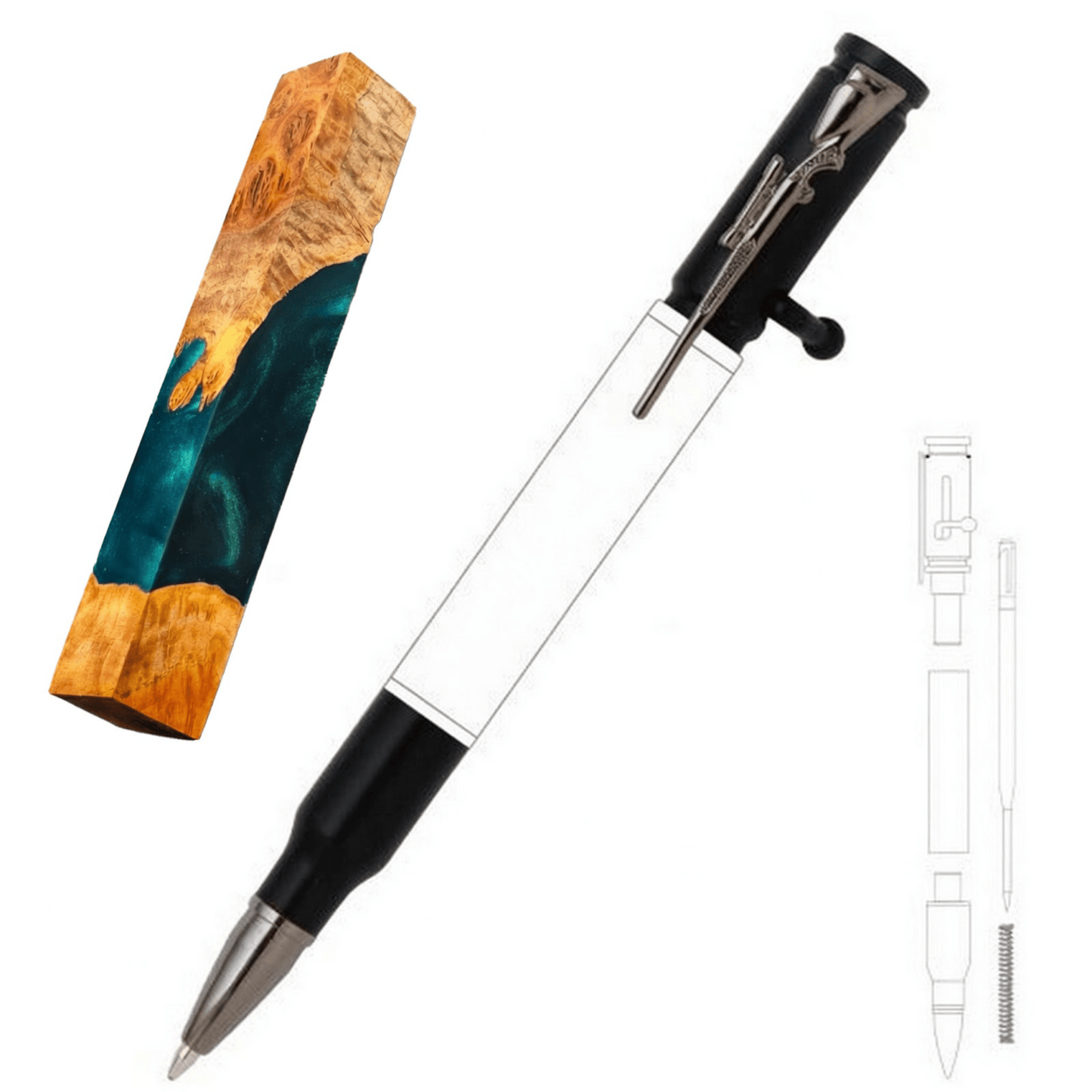 30 Cal Bolt Action Pen - White Oaks Woodworking