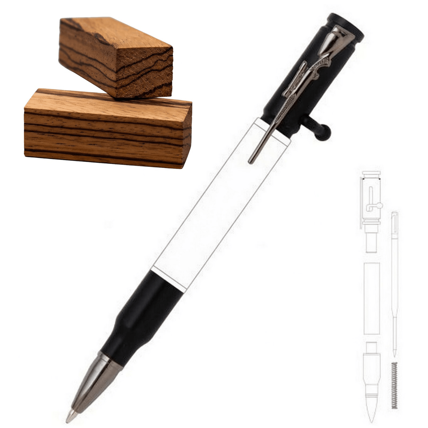 30 Cal Bolt Action Pen - White Oaks Woodworking