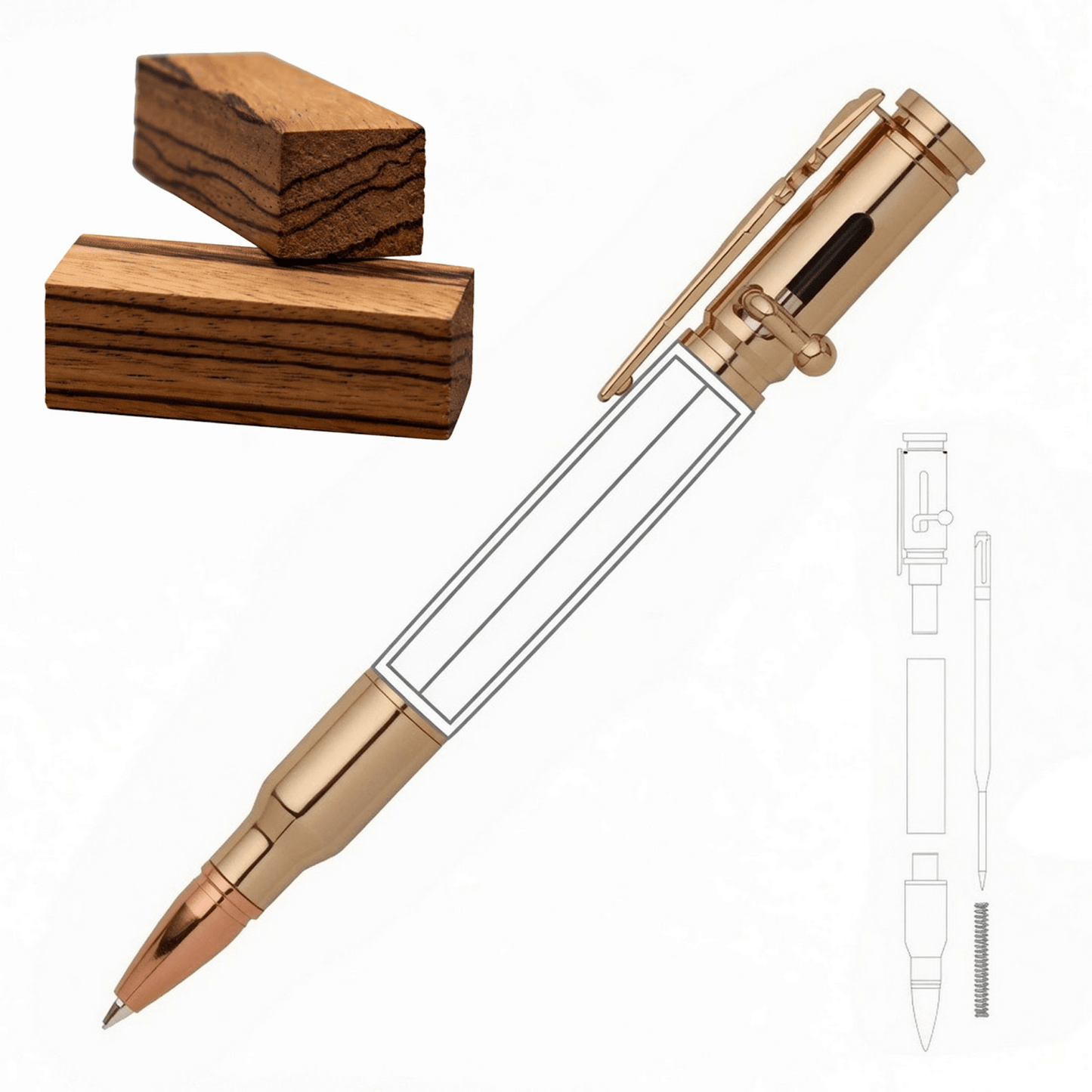30 Cal Bolt Action Pen - White Oaks Woodworking