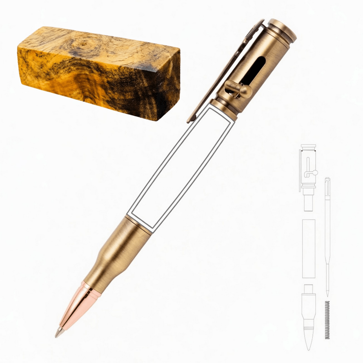 30 Cal Bolt Action Pen - White Oaks Woodworking