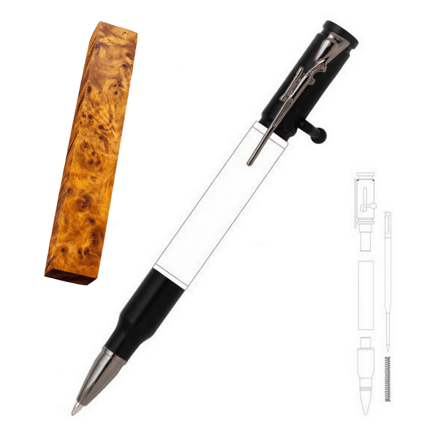30 Cal Bolt Action Pen - White Oaks Woodworking