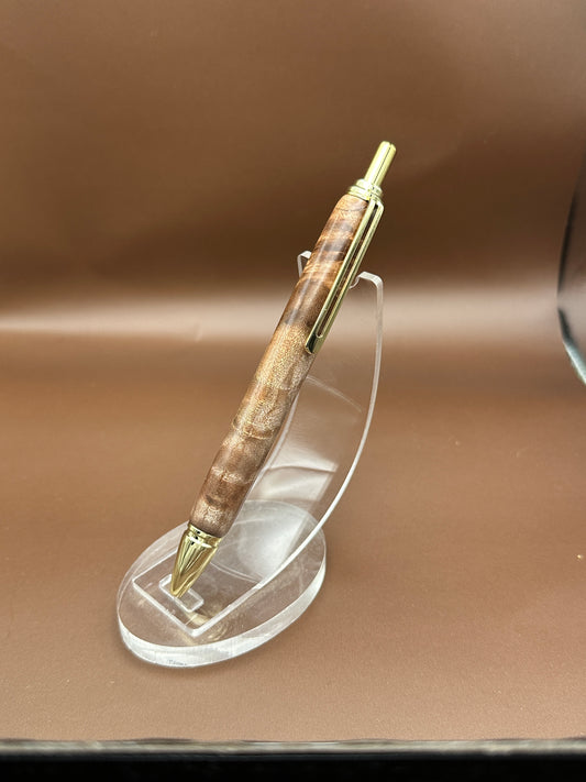 Maple Burl & Gold Click pen