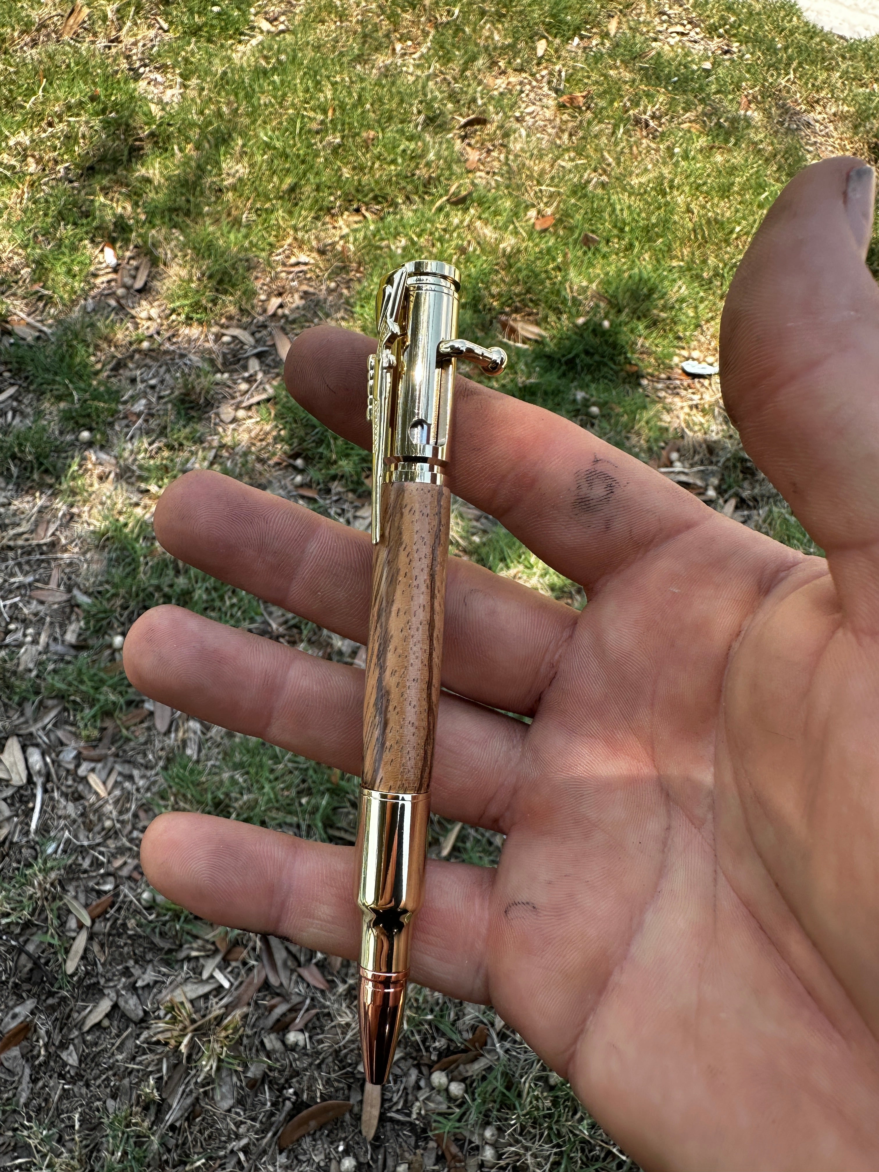 Zebrawood B Magnum Bolt Action Pen with 24 kt. Gold Accents - Price Includes outlet Shipping