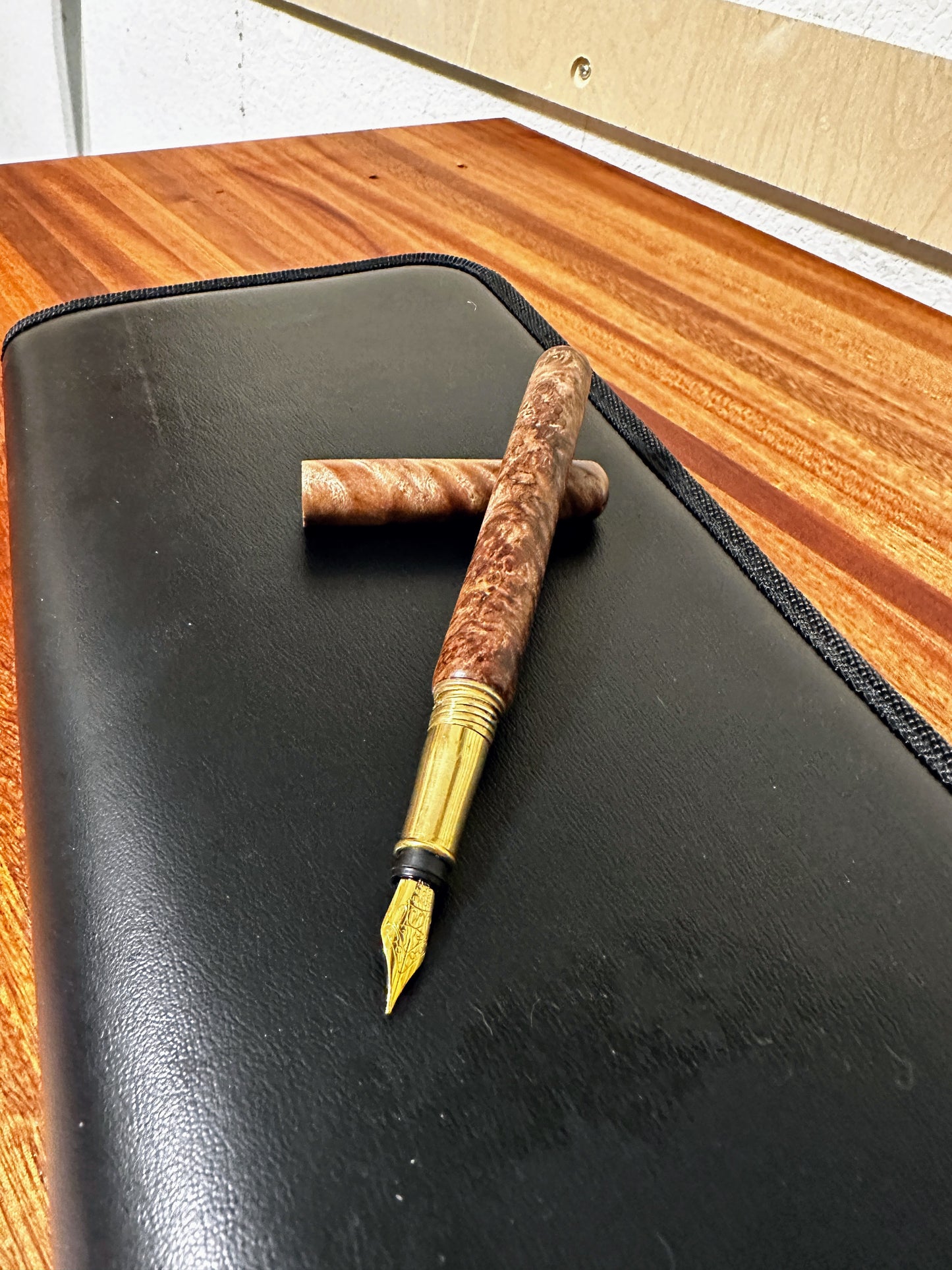 Apollo Fountain Pen Stabilized Maple Burl and Brass hardware