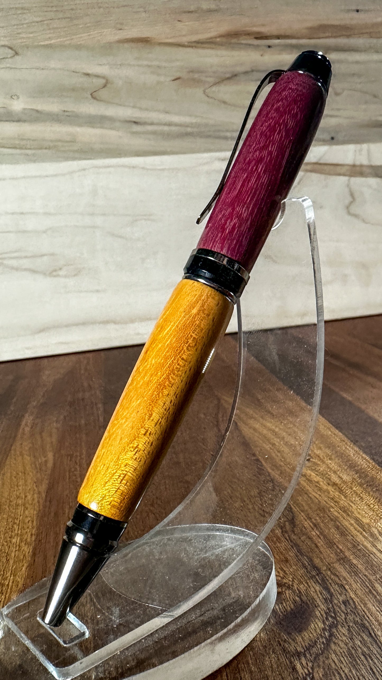 PSI Big Ben Twist Pen, Purpleheart & Osage Orange with Black Titanium Hardware