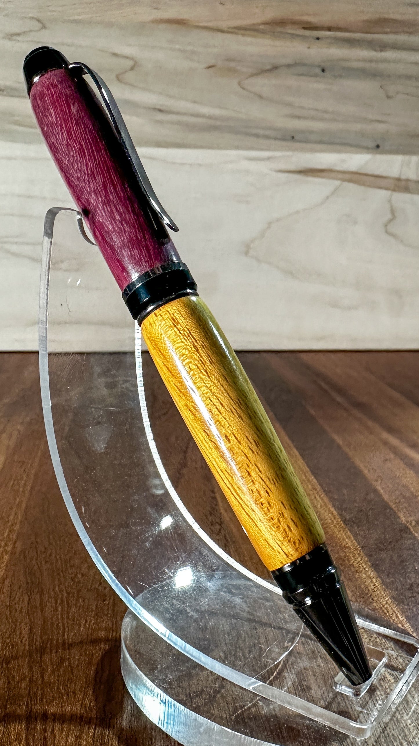 PSI Big Ben Twist Pen, Purpleheart & Osage Orange with Black Titanium Hardware