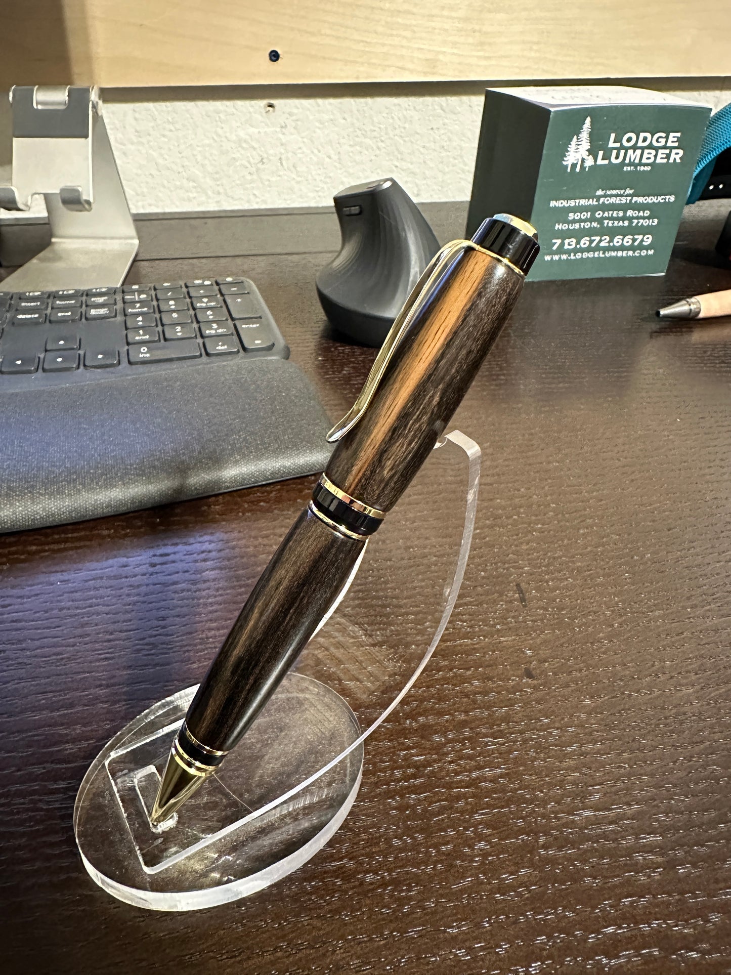 PSI "Big Ben" Twist Pen, Gold Hardware and Gaboon Ebony