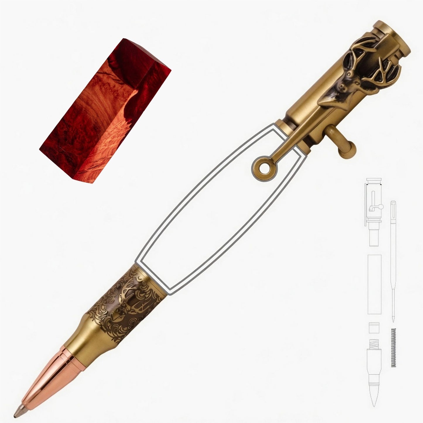 Deer Hunter Bolt Action Pen - White Oaks Woodworking
