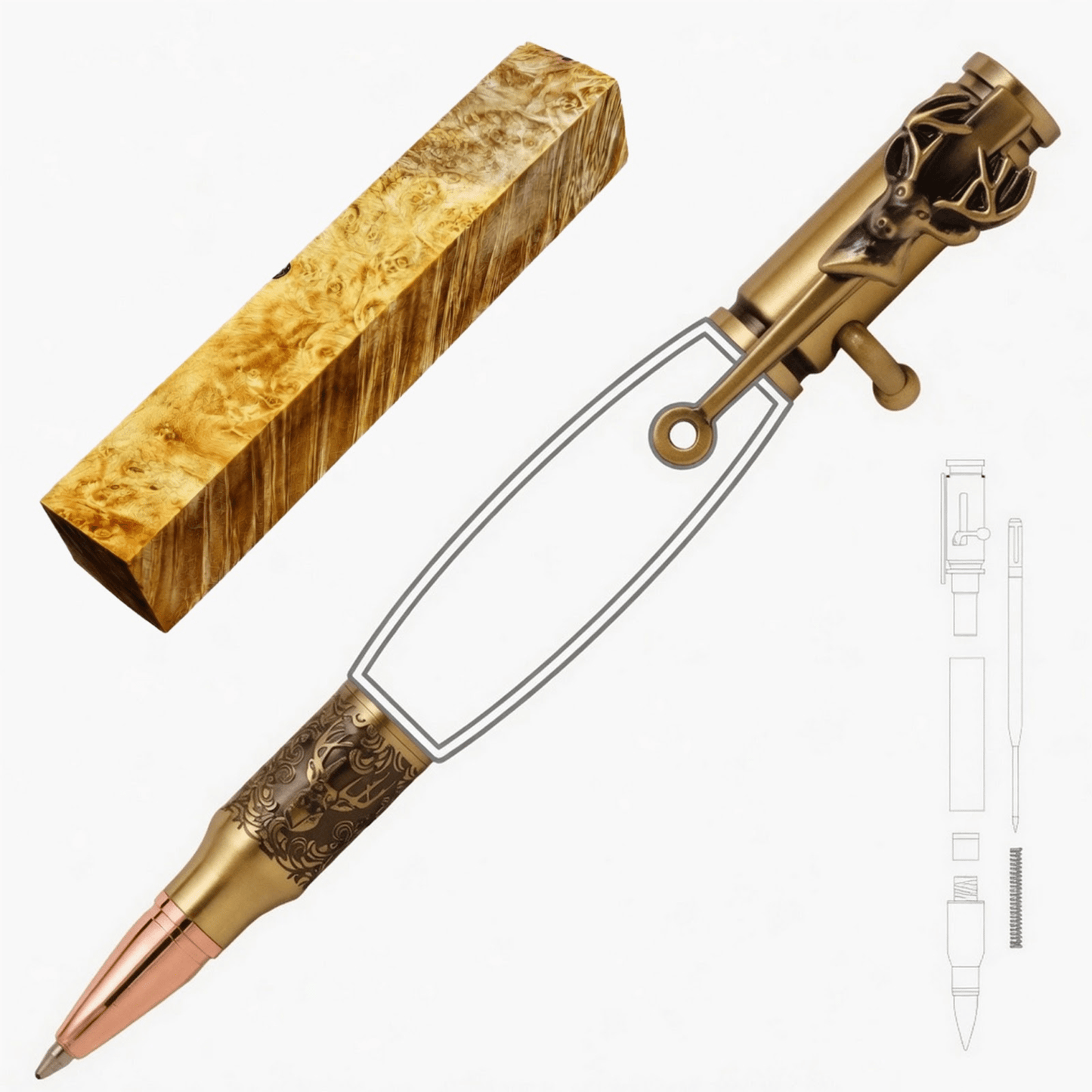 Deer Hunter Bolt Action Pen - White Oaks Woodworking
