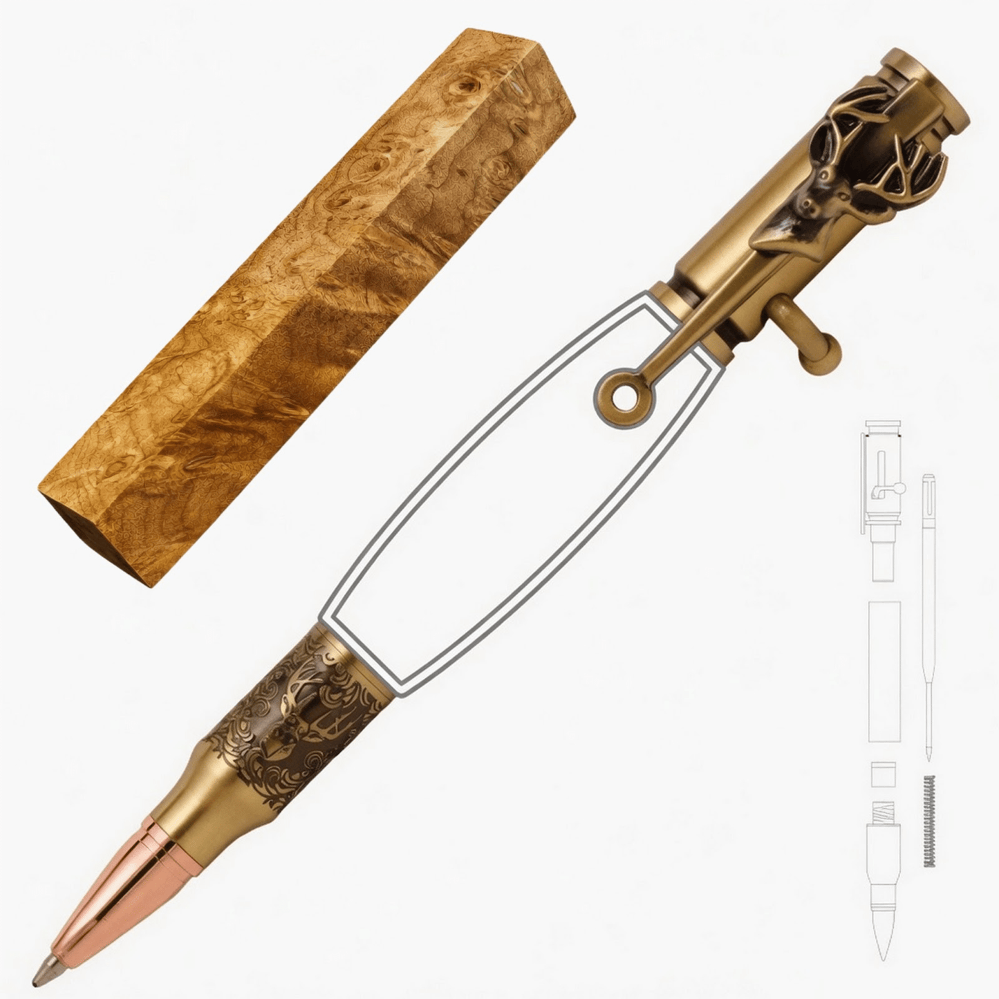 Deer Hunter Bolt Action Pen - White Oaks Woodworking