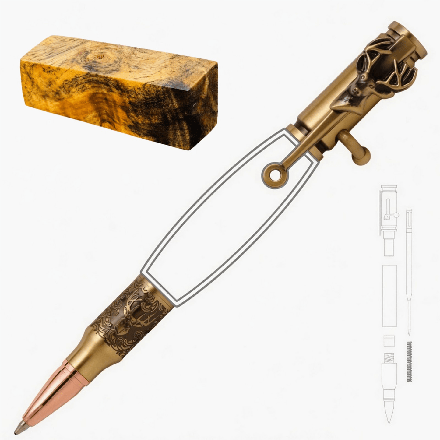 Deer Hunter Bolt Action Pen - White Oaks Woodworking
