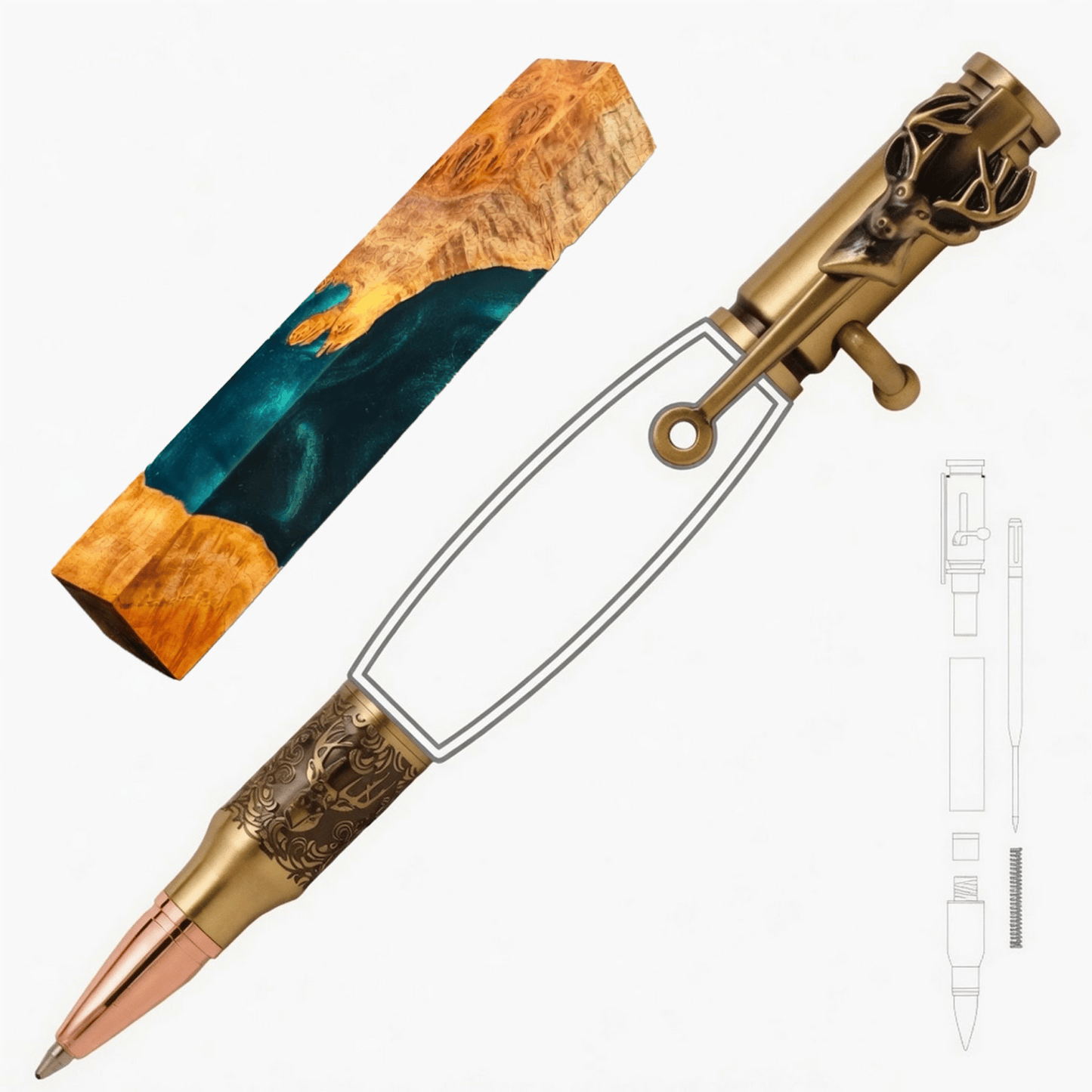 Deer Hunter Bolt Action Pen - White Oaks Woodworking