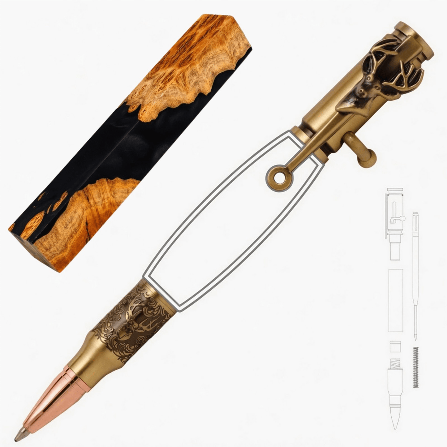 Deer Hunter Bolt Action Pen - White Oaks Woodworking