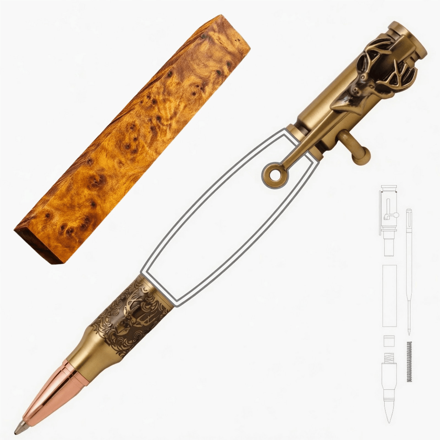 Deer Hunter Bolt Action Pen - White Oaks Woodworking