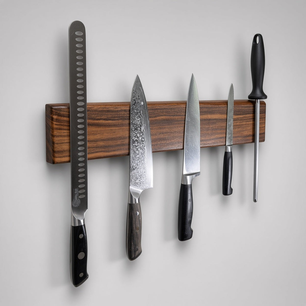 Handcrafted Magnetic Knife Rack Patagonia Live Edge Rosewood #1 - White Oaks Woodworking