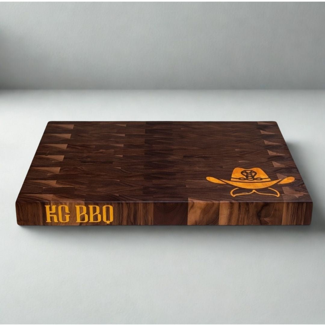 Handmade - Walnut Wood - 3" Thick - Pros & Pitmasters - End Grain Cutting Board - White Oaks Woodworking