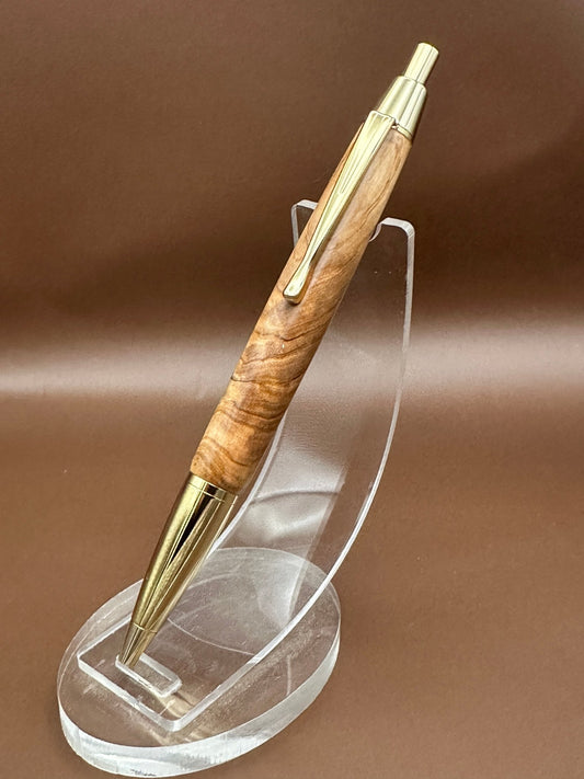 Olivewood & Gold click pen - White Oaks Woodworking
